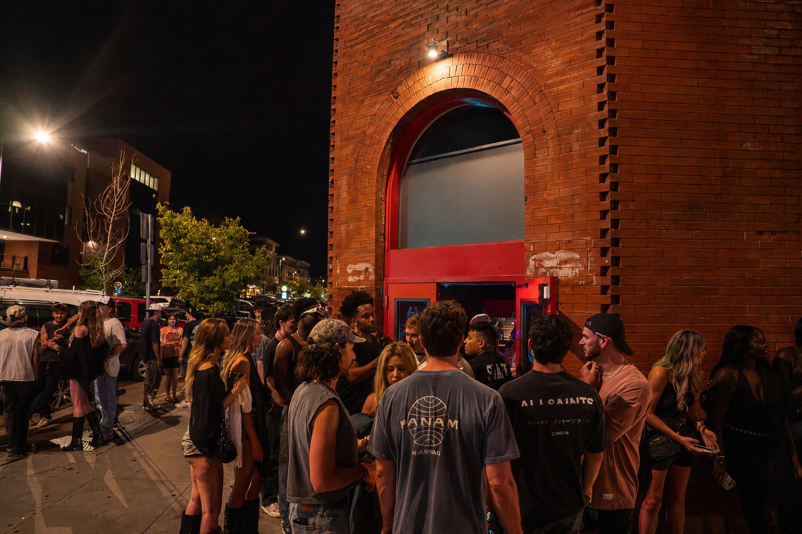 Line outside The Spotted James on 11th Street in downtown Boulder